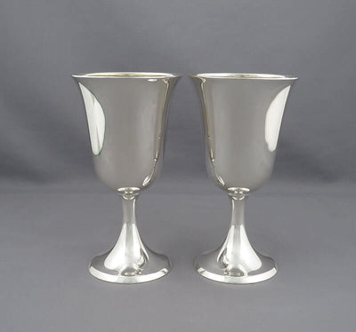 Pair of Birks Sterling Silver Goblets - JH Tee Antiques