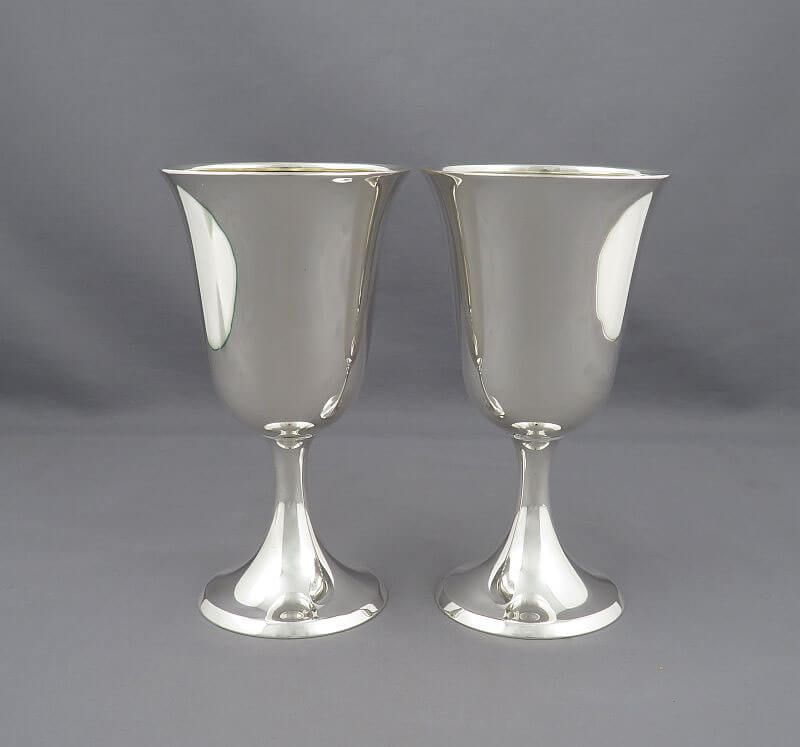 Pair of Birks Sterling Silver Goblets - JH Tee Antiques