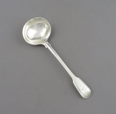 Victorian Fiddle Thread Pattern Silver Gravy Ladle - JH Tee Antiques