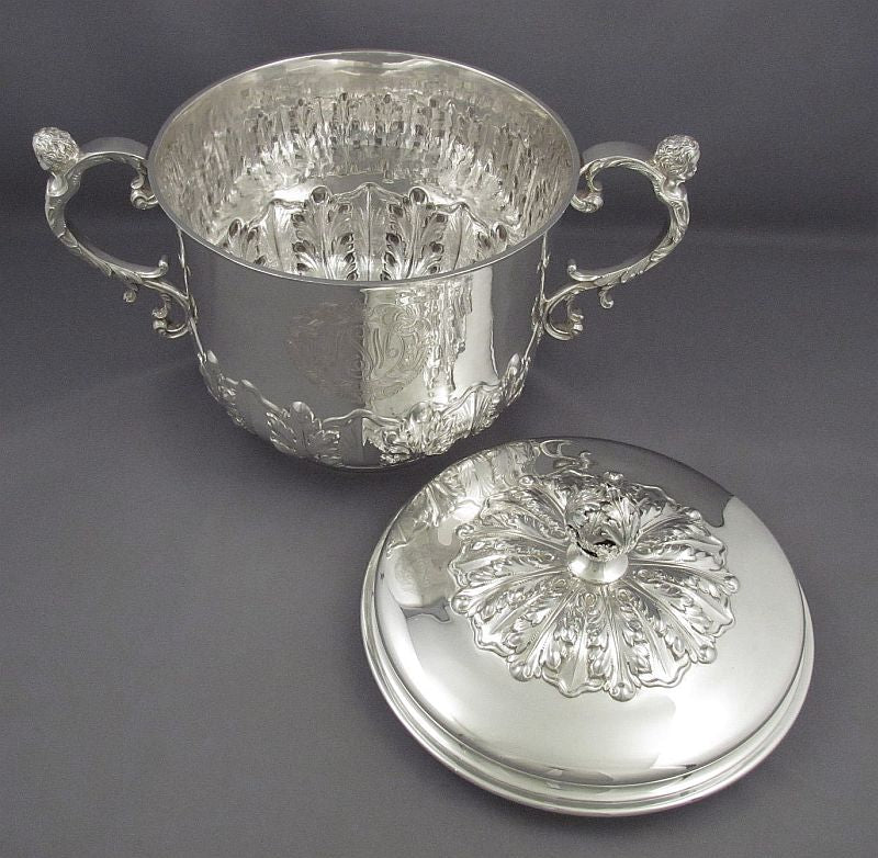Massive English Sterling Silver Cup &amp; Cover - JH Tee Antiques
