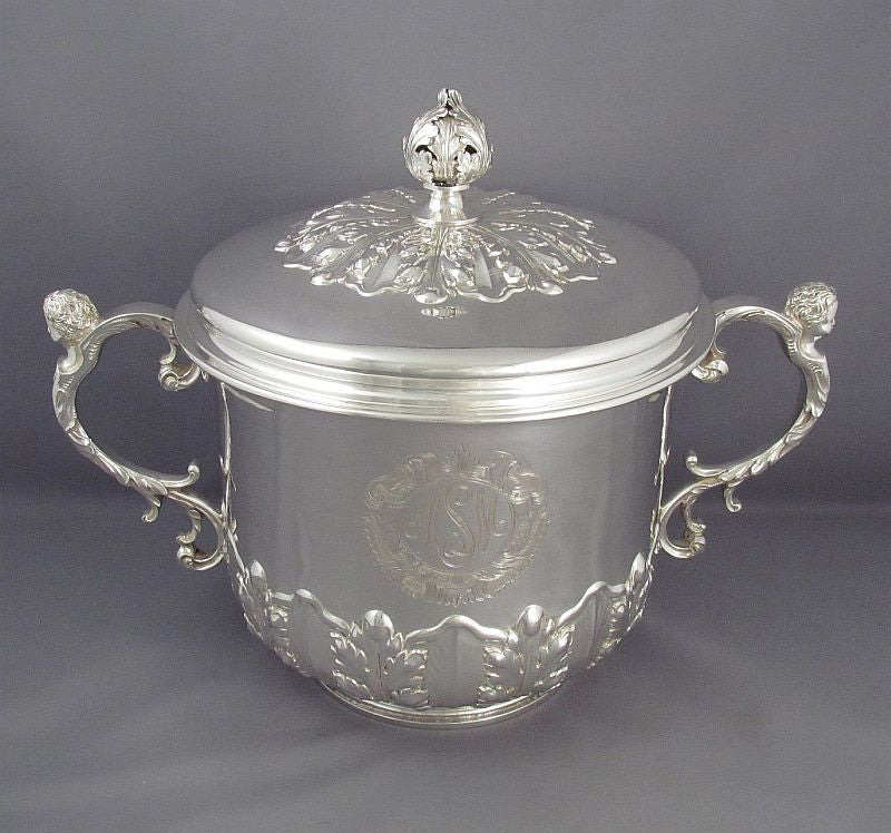 Massive English Sterling Silver Cup &amp; Cover - JH Tee Antiques