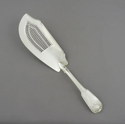 Georgian Silver Fiddle Thread & Shell Pattern Fish Slice - JH Tee Antiques