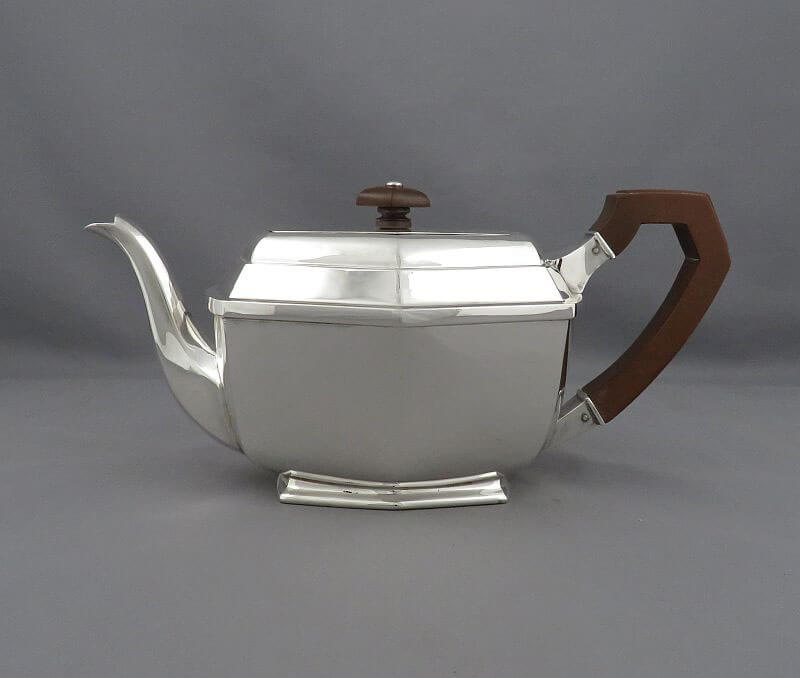 Art Deco Silver Teapot - JH Tee Antiques
