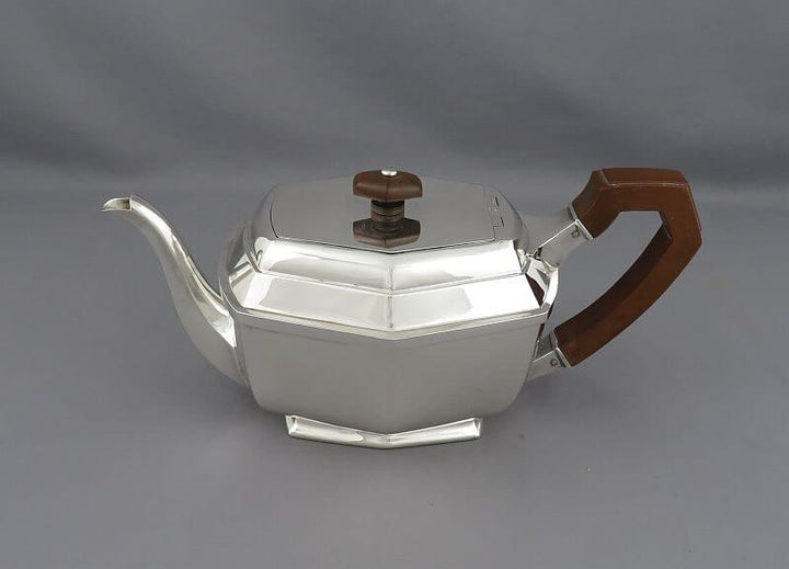 Art Deco Silver Teapot - JH Tee Antiques