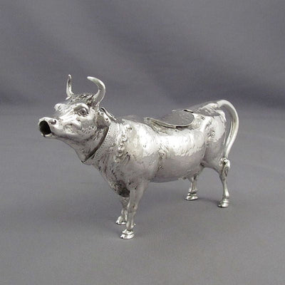Victorian Sterling Silver Cow Creamer - JH Tee Antiques