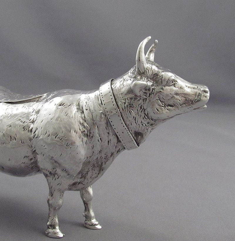 Victorian Sterling Silver Cow Creamer - JH Tee Antiques
