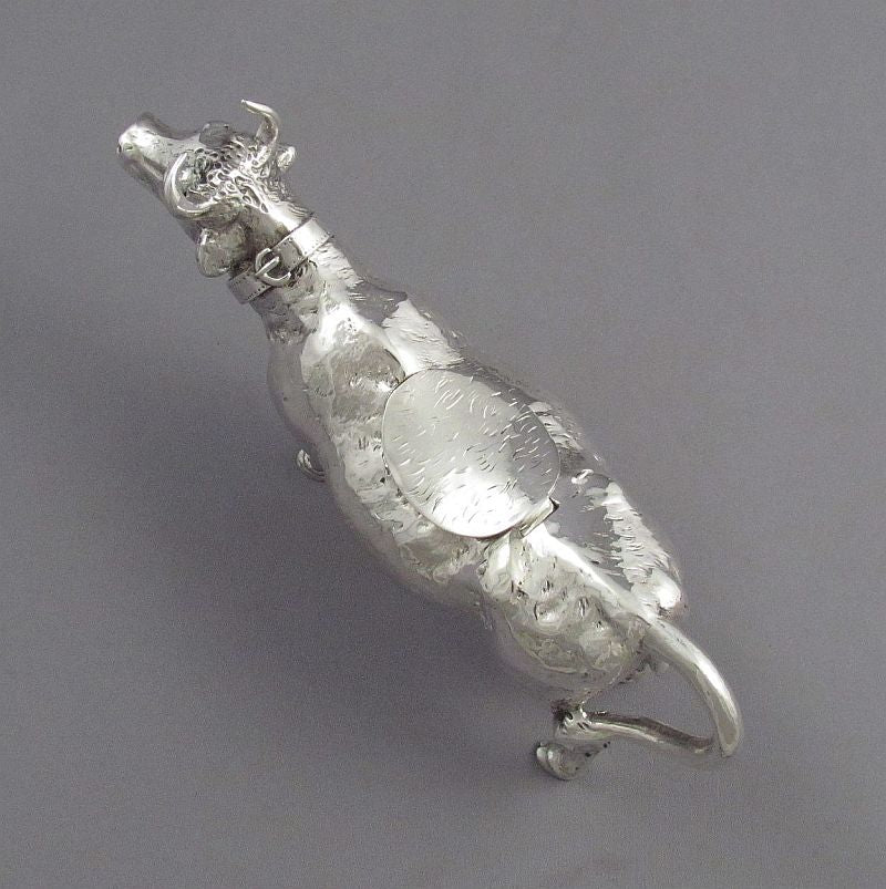 Victorian Sterling Silver Cow Creamer - JH Tee Antiques