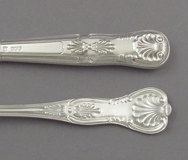 English Silver Kings Pattern Flatware Set for 8 - JH Tee Antiques