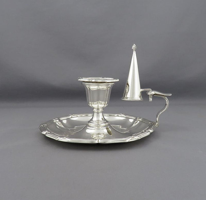 Edwardian Sterling Silver Chamberstick - JH Tee Antiques
