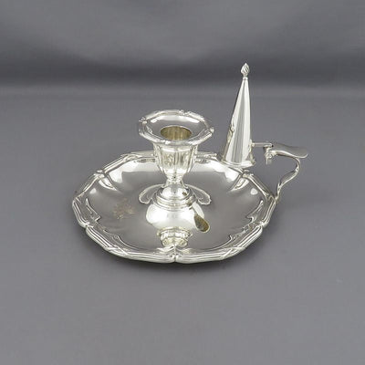 Edwardian Sterling Silver Chamberstick - JH Tee Antiques