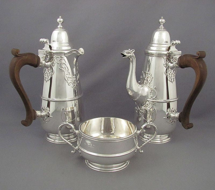 English Silver Café au Lait Set - JH Tee Antiques