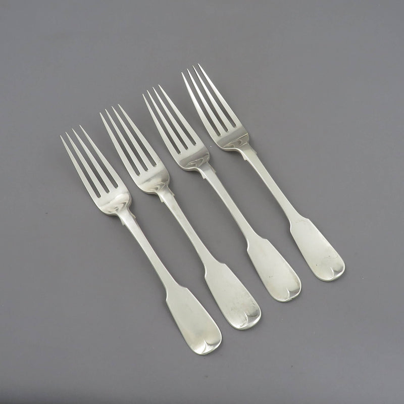 Irish Victorian Fiddle Pattern Silver Dinner Forks - JH Tee Antiques
