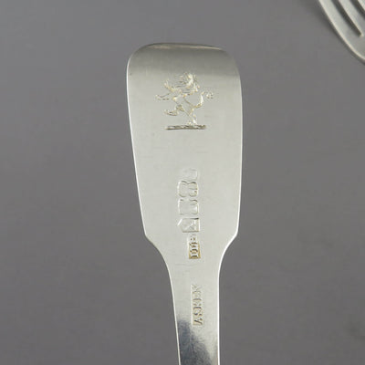 Irish Victorian Fiddle Pattern Silver Dinner Forks - JH Tee Antiques