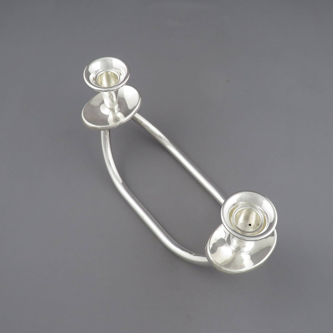 Italian Modernist Sterling Silver Candelabrum - JH Tee Antiques