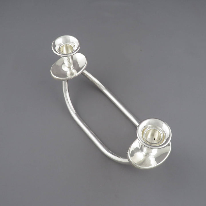 Italian Modernist Sterling Silver Candelabrum - JH Tee Antiques