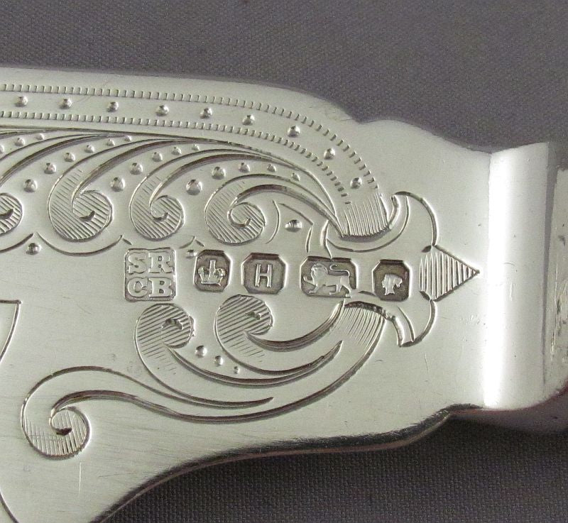 Pair of Victorian Sterling Silver Fish Servers - JH Tee Antiques