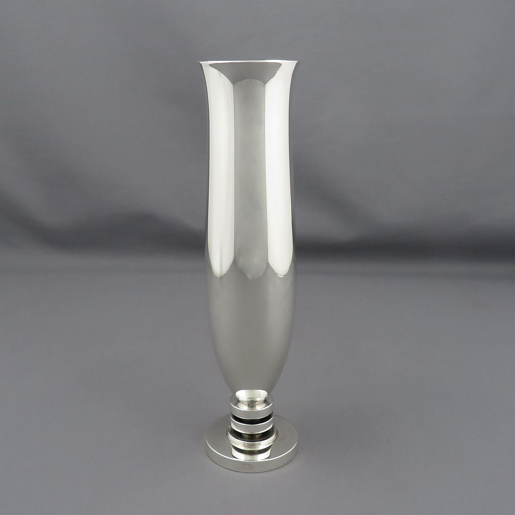 Georg Jensen Sterling Silver Pyramid Vase - JH Tee Antiques