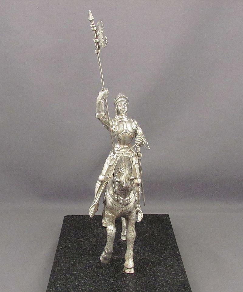 Silver Figure of Joan of Arc on Horseback - JH Tee Antiques