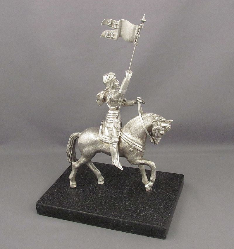 Silver Figure of Joan of Arc on Horseback - JH Tee Antiques