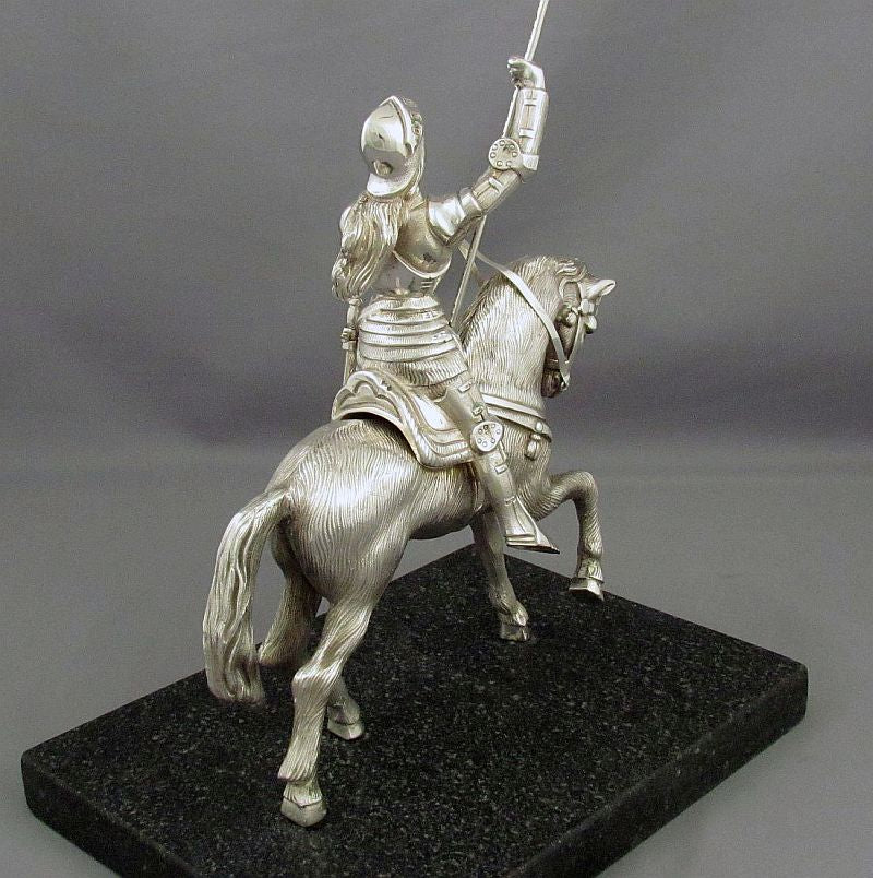 Silver Figure of Joan of Arc on Horseback - JH Tee Antiques