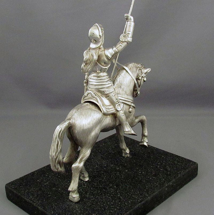 Silver Figure of Joan of Arc on Horseback - JH Tee Antiques