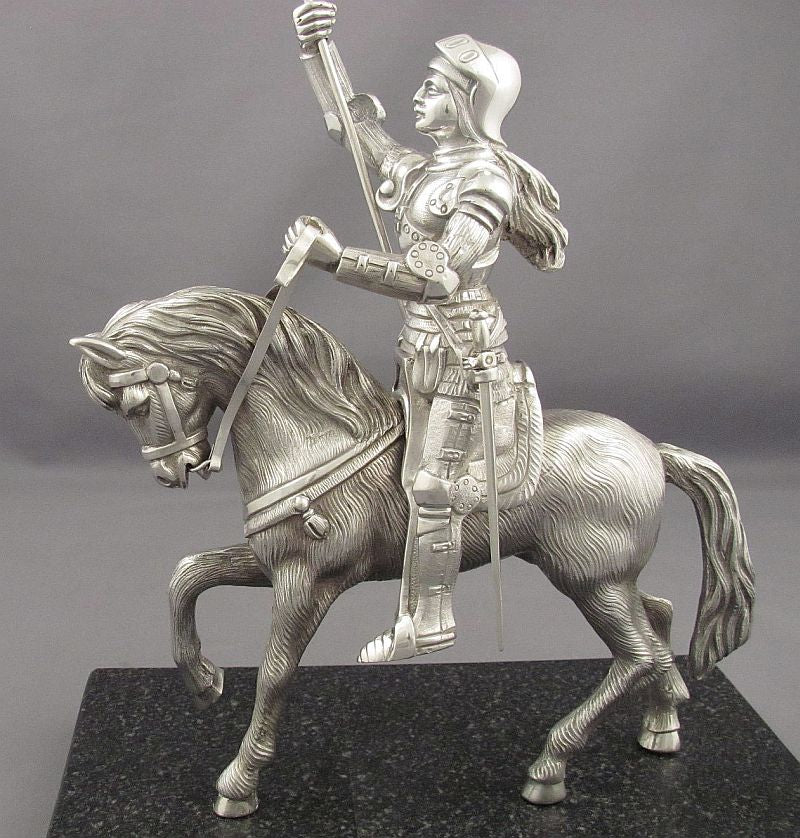 Silver Figure of Joan of Arc on Horseback - JH Tee Antiques