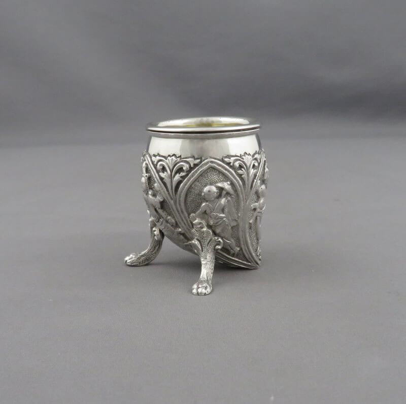 Pair of Indian Sterling Silver Salts - JH Tee Antiques