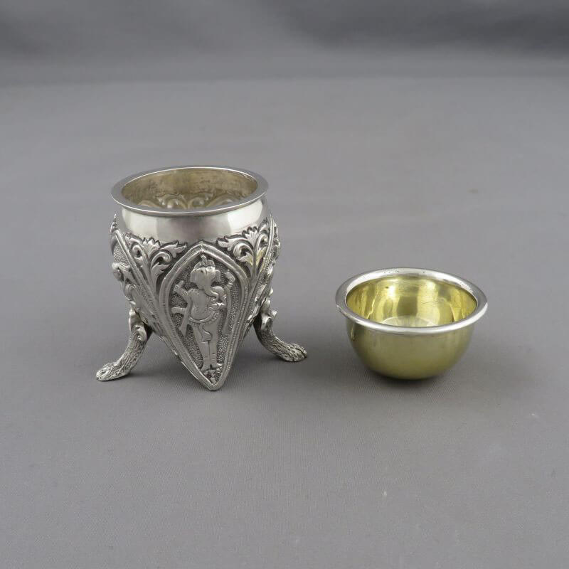 Pair of Indian Sterling Silver Salts - JH Tee Antiques