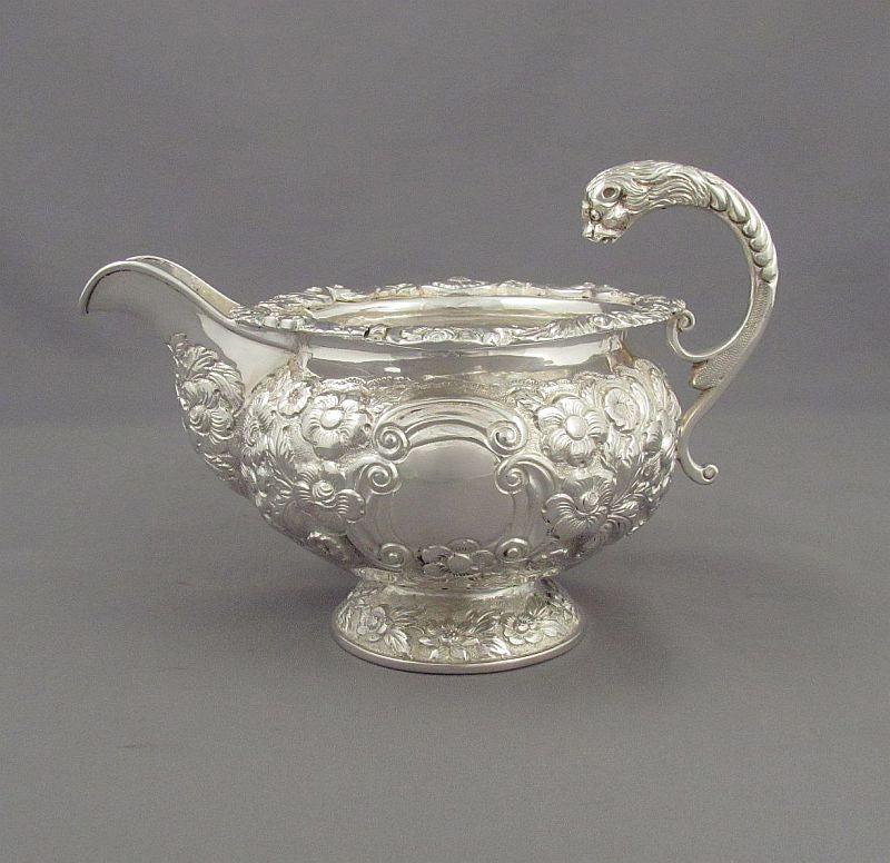 George IV Irish Silver Cream &amp; Sugar - JH Tee Antiques