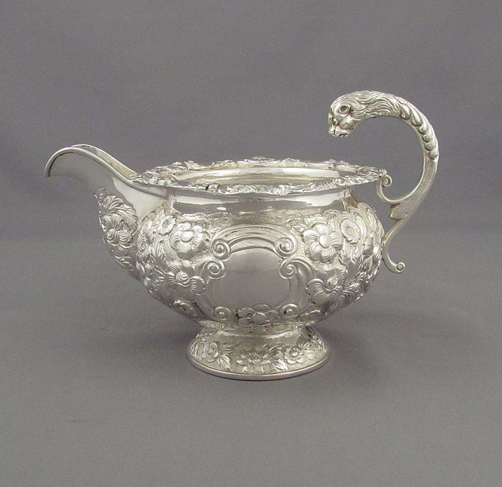 George IV Irish Silver Cream &amp; Sugar - JH Tee Antiques
