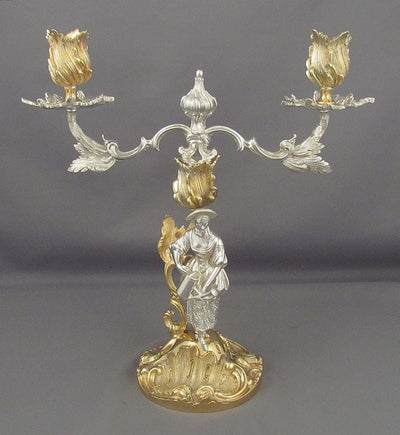 Pair of Figural Silver Candelabra - JH Tee Antiques