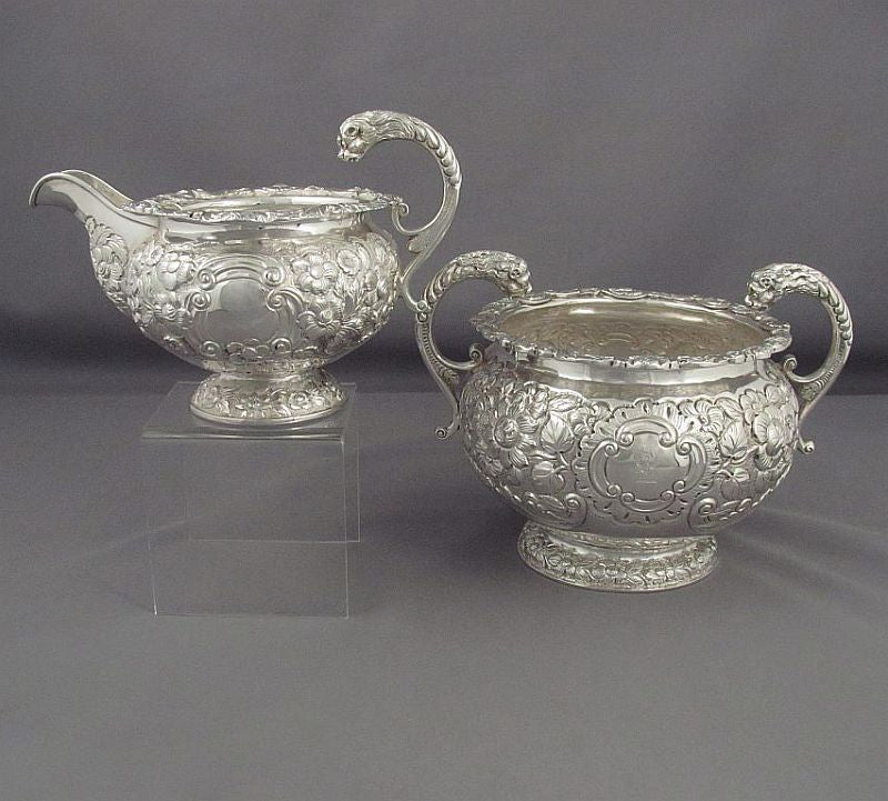 George IV Irish Silver Cream &amp; Sugar - JH Tee Antiques