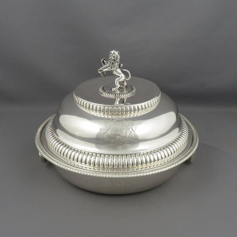George III Sterling Silver Entree Dishes - JH Tee Antiques