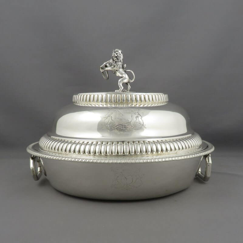 George III Sterling Silver Entree Dishes - JH Tee Antiques