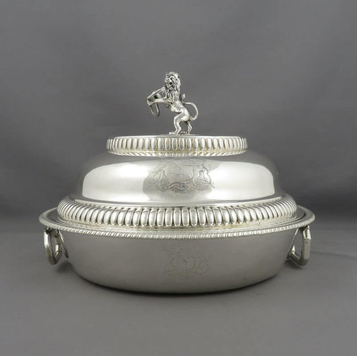 George III Sterling Silver Entree Dishes - JH Tee Antiques