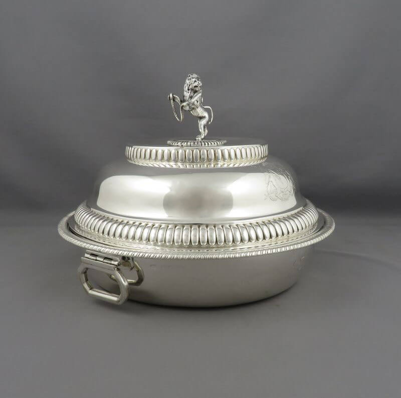 George III Sterling Silver Entree Dishes - JH Tee Antiques
