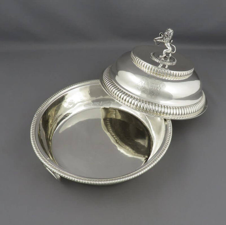 George III Sterling Silver Entree Dishes - JH Tee Antiques
