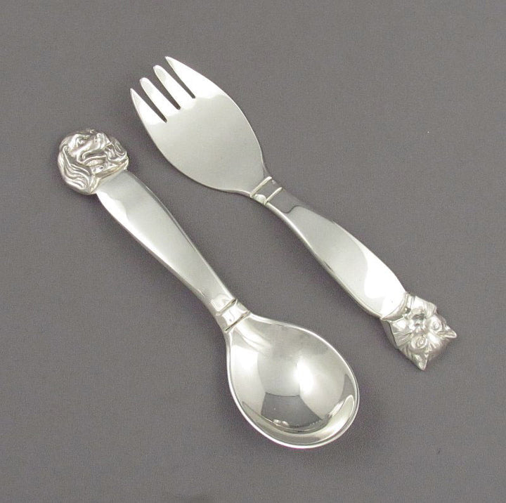 Handmade Sterling Silver Christening Set - JH Tee Antiques