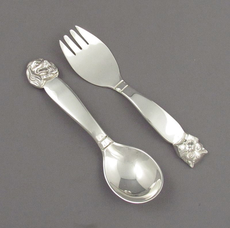Handmade Sterling Silver Christening Set - JH Tee Antiques