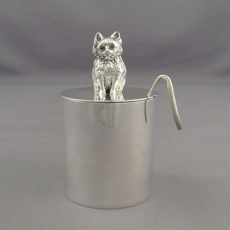 Figural Silver Cats-Up Jar by Ross Morrow - JH Tee Antiques