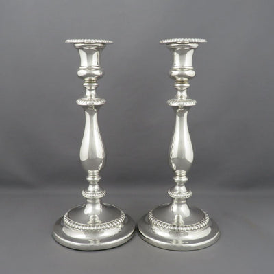 George III Sterling Silver Candlesticks - JH Tee Antiques