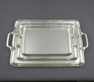 Suite of Three Sterling Silver Cocktail Trays - JH Tee Antiques