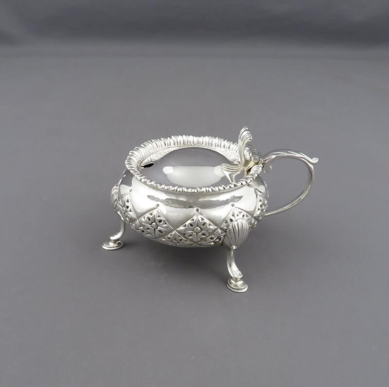 Pair of English Sterling Silver Mustard Pots - JH Tee Antiques
