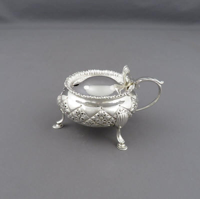 Pair of English Sterling Silver Mustard Pots - JH Tee Antiques