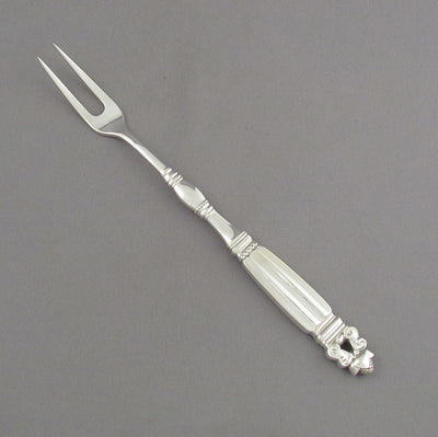 Georg Jensen Acorn Pattern Large Meat Fork - JH Tee Antiques