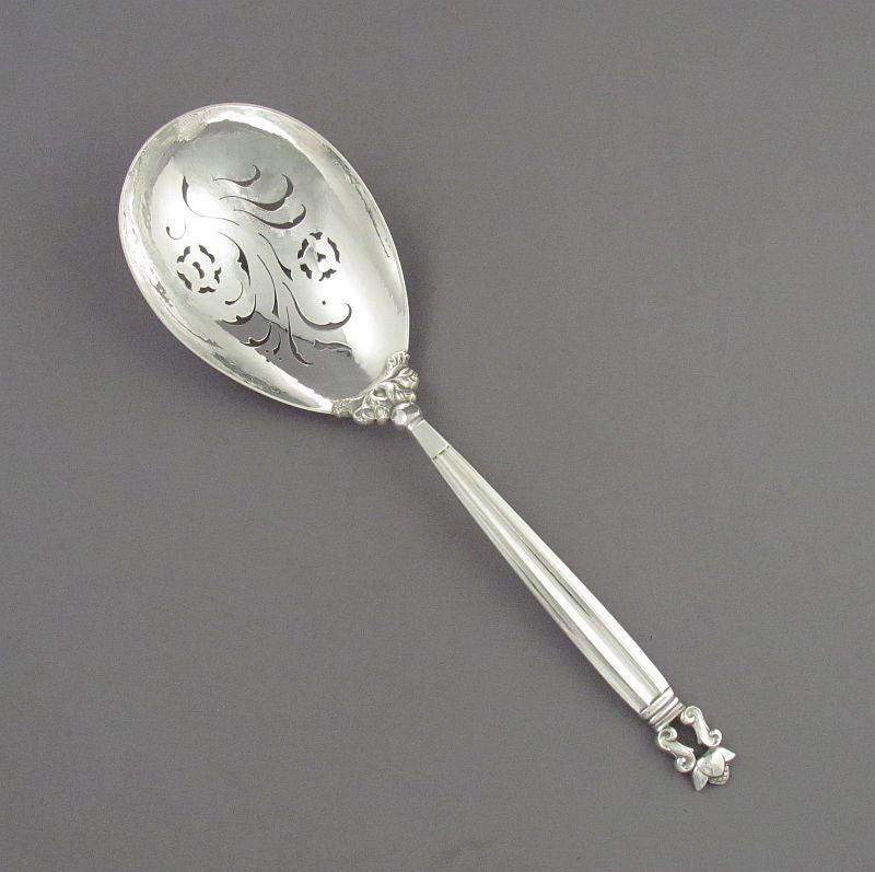 Georg Jensen Acorn Pattern Large Berry Spoon - JH Tee Antiques