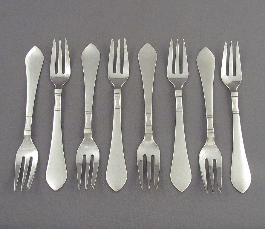Georg Jensen Continental Silver Pastry Forks - JH Tee Antiques