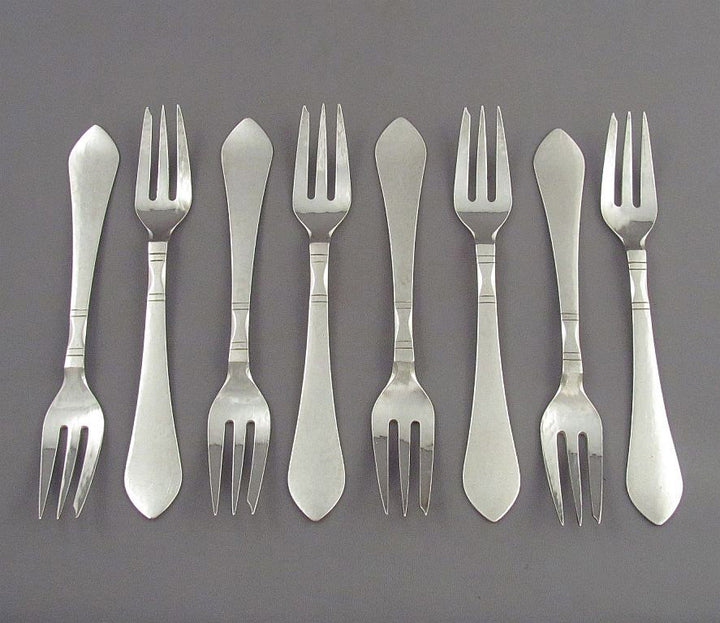 Georg Jensen Continental Silver Pastry Forks - JH Tee Antiques