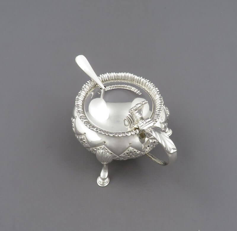Pair of English Sterling Silver Mustard Pots - JH Tee Antiques