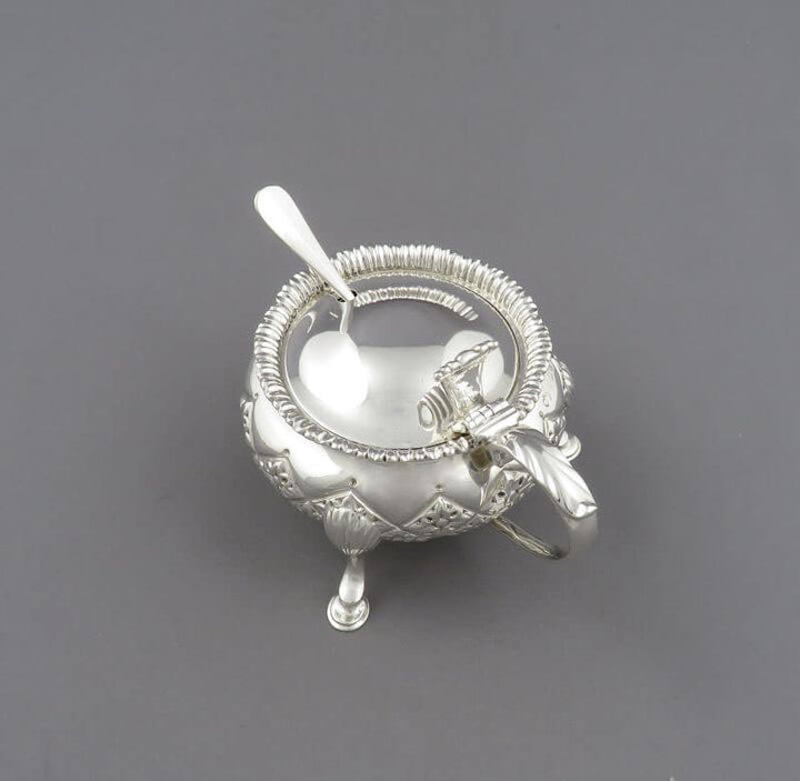 Pair of English Sterling Silver Mustard Pots - JH Tee Antiques